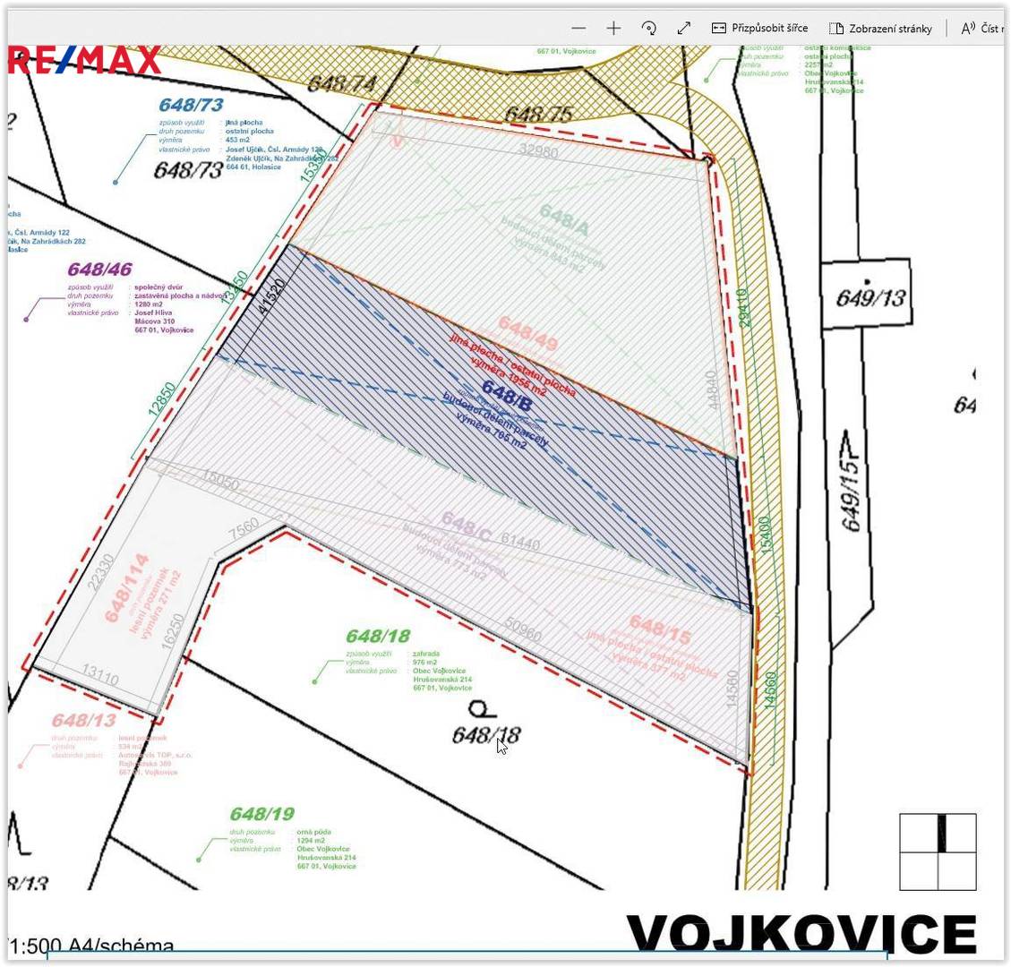 Prodej zahrady, 705 m2, Vojkovice