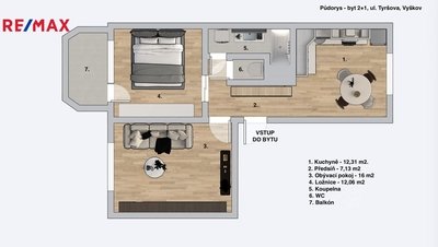 Prodej bytu 2+1, 57.99 m2, Vyškov